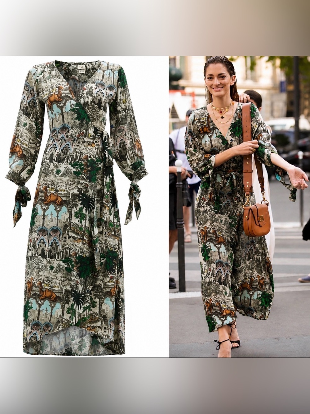 Anthropologie Chufy Jamal Crepe Wrap Dress Artsy City Camels Small